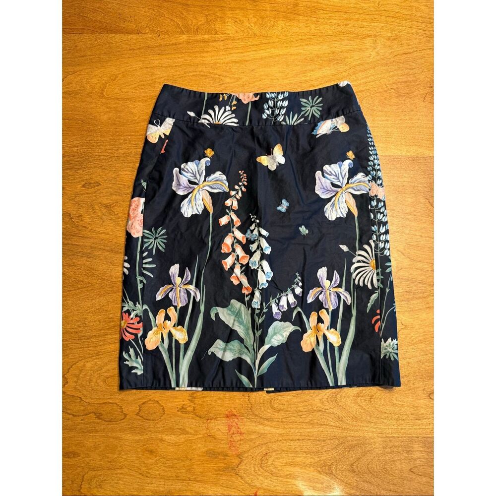 Anthropologie Leifsdottir Women's Butterfly Floral Pencil Skirt Black Size 8